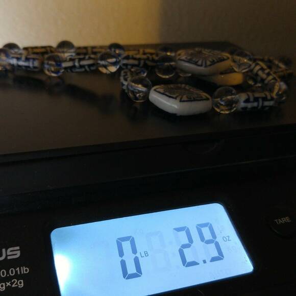 Vintage Delft Blue Willow Porcelain Bead Necklace Glass Beads Asian Style 1960s - Picture 10 of 10